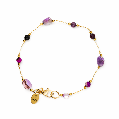 Bransoletka z kamieni naturalnych ametyst purpurowe marzenie