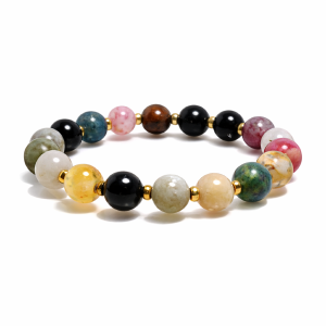 Bransoletka NOiR – kolorowy turmalin, cytryn i kwarc różowy | bransoletka z kamieni naturalnych