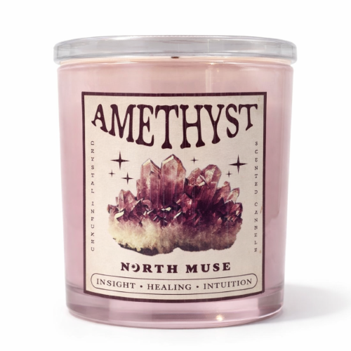 Świeca zapachowa z ametystem – Lawenda &amp; Wanilia North Muse Światło, które wycisza. Energia, która prowadzi.