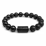 Bransoletka Dla Niego - turmalin i lawa wulkaniczna