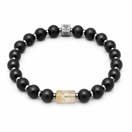 Bransoletka męska NOiR onyks, cytryn i hematyt – siła i sukces