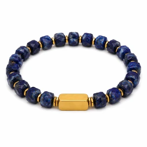 Bransoletka dla niego NOiR – lapis lazuli & złoty hematyt | siła umysłu i klasa