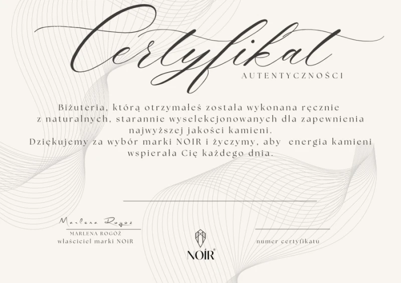 certyfikat autentyczności NOIR