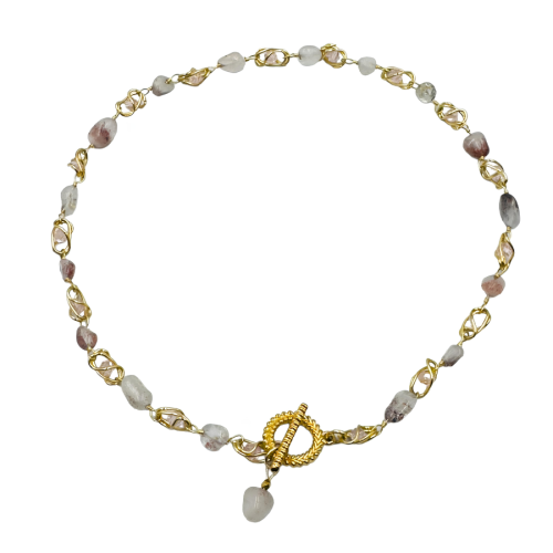 Miłość Wieczna naszyjnikz kamieniem szlachetnym różowy kwarc rose quartz